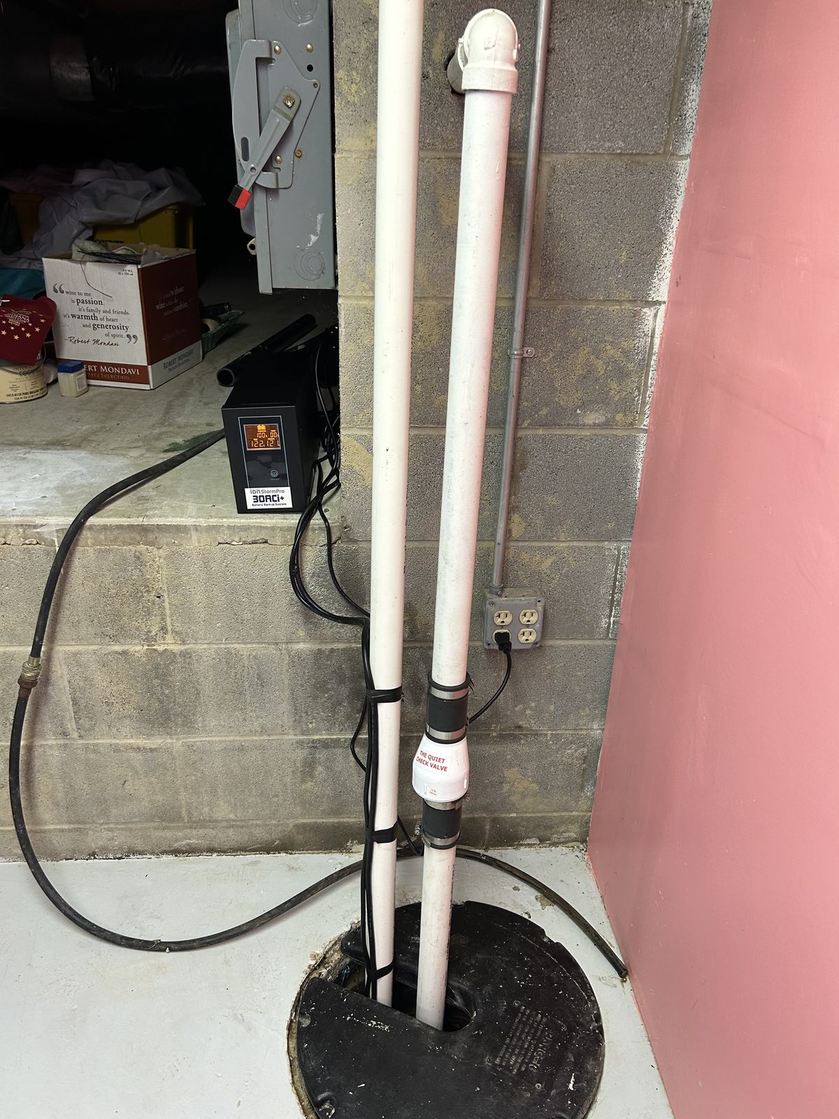 Sump pump and battery backup unit fitted by Peps Plumbing